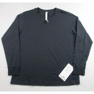 NWT Lululemon Shirt Womens 6 Black All Yours‎ Long Sleeve Cotton LW3FLS Crewneck